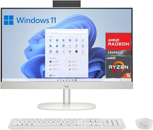 23% DESCUENTO HP All in One 24 cr0007ss Ordenador de sobremesa de 23,8″ FHD (AMD Ryzen 5 7520U, 16GB RAM, 512GB SSD, AMD Radeon Graphics, Windows 11 Home) Blanco Teclado QWERTY Español
