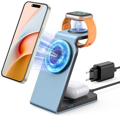 33% DESCUENTO Cargador inalámbrico i.Phone 3 en 1: Cargador Magsafe Wireless Charger para i.Phone 15 14/13/12 Plus/Apple Watch 9/8 Ultra/7/6/SE/5/4/3/2, Airpods 3/2/pro