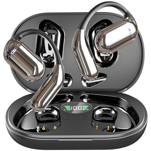 EUQQ Auriculares Inalambricos Deportivos Cascos Inalambricos Bluetooth Deporte, Auriculares de Conducción Ósea, Diseño Abierto Confortable, Ideal para Correr, Sonido Estéreo