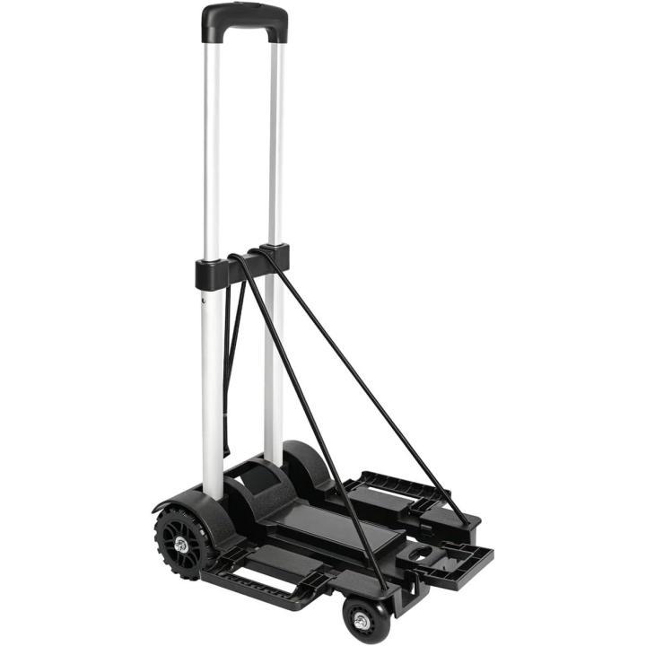 T-LoVendo Carretilla de Mano Portátil Plegable Carro Ligero Equipaje Oficina Hogar con Cuerda de Gancho Elástica Aluminio Compacto Carrito | Miravia