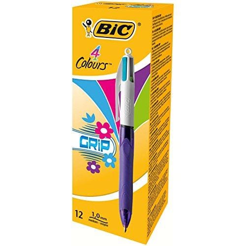 69% DESCUENTO BIC 4 Colours Grip Fashion Vi Bolígrafo, cuatro colores con grip, colores pastel, 1.0 mm (caja de 12 unidades)