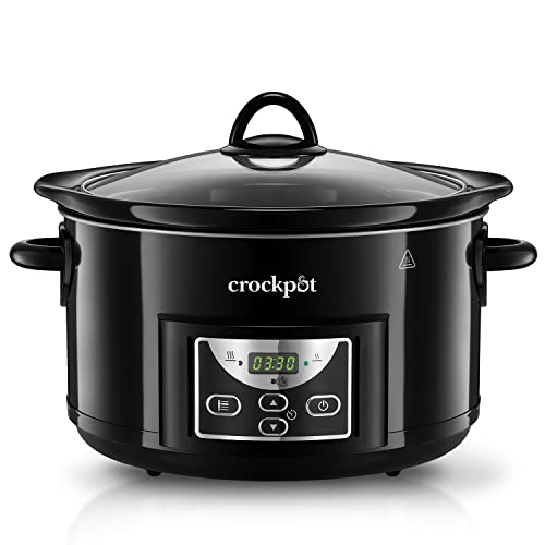 49% DESCUENTO Crockpot Olla de Cocción Lenta Digital para Preparar Multitud de Recetas, 4,7 L, Acero Inoxidable, 35.0012 Centimeters X 26.0096 Centimeters X 30.988 Centimeters, Negro, 230W, Negro