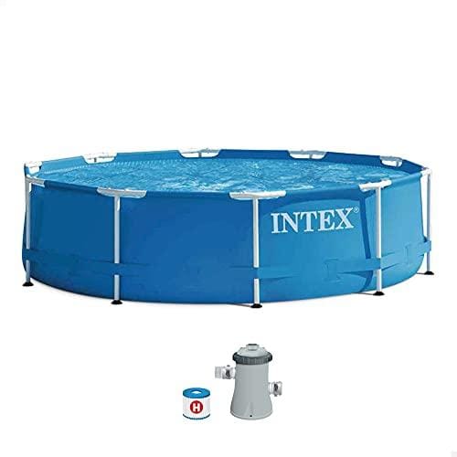 BUENA OFERTA 34% DESCUENTO Intex 28202UK 10ft x 30in Metal Frame Swimming Pool with Filter Pump, 4,485 liters, Blue, 305×76 cm