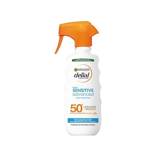 21% DESCUENTO GARNIER DELIAL Pistola Protector Solar Muy Alta Protección FPS50+ Adultos Para Pieles Claras, Sensibles, Intolerantes Al Sol Resistente Al Agua 270 ml