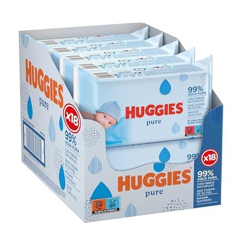 Huggies Toallitas pure para Bebé, 99% agua, 1008 toallitas (18 packs de 56 toallitas)