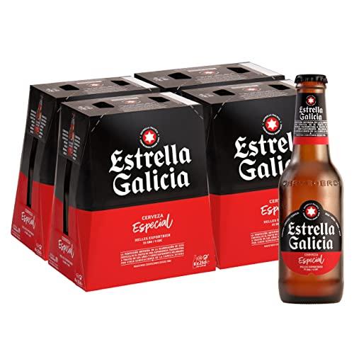 Estrella Galicia Especial Cerveza Lager Especial, Pack de 24 Botellas x 25 cl, Sabor Ligero y Amargo, Aroma a Lúpulo, 5,5% Volumen de Alcohol
