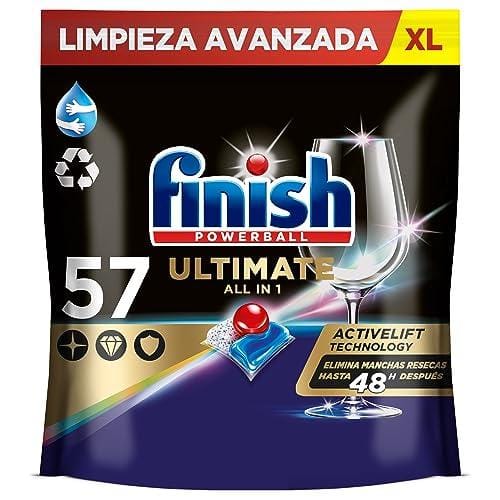46% DESCUENTO Finish Powerball Ultimate All in 1 Pastillas para el Lavavajillas, Eficaz contra Manchas Resecas, 57 Pastillas