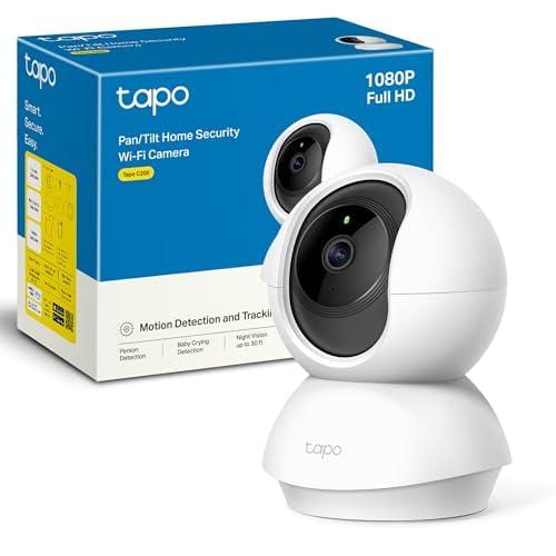 46% DESCUENTO TP Link TAPO C200 Cámara IP WiFi 360° Cámara de Vigilancia FHD 1080p,Visión nocturna, Notificaciones en tiempo real, Admite tarjeta SD,Detección de movimiento,Control Remoto,Compatible con Alexa