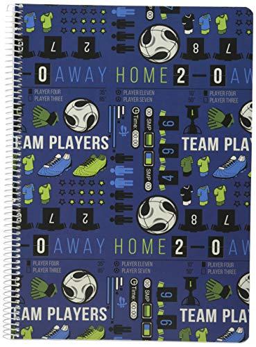 Totto AC92IND026 1820Z 0LI Cuaderno A4 Tapa Dura Azul Soccer