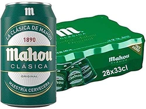 30% DESCUENTO Mahou Clásica Cerveza Dorada Lager, Auténtica Cerveza Mahou Con Sabor Suave, Refrescante y Con Espuma Consistente, 4.8% Vol. Alcohol, Pack 28 Latas x 33cl