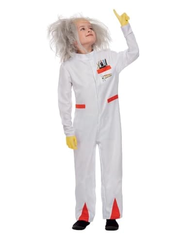 Smiffys Disfraz de Back to the Future Doc, Mono de una pieza, guantes y peluca
