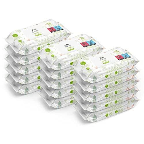 Marca Amazon Mama Bear Fresh Toallitas húmedas para bebé, Aloe vera, 1008 Unidad, 18 Paquetes de 56
