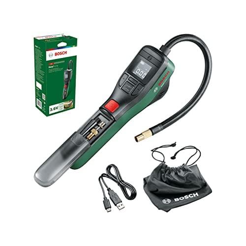 24% DESCUENTO Bosh bomba de aire bicicleta, compresor de aire a batería EasyPump (batería de 3,0 Ah, 3,6 voltios, función de parada automática, 150 psi, 10,3 bar, LED, recargable mediante cable USB C, en caja)