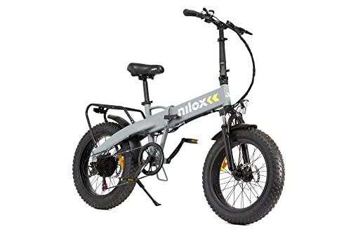 23% DESCUENTO Nilox, E Bike J4 Plus, Bicicleta eléctrica con pedaleo asistido, 70 km de autonomía, hasta 25 km/h, batería extraíble 36 V 13 Ah, ruedas de 20″, frenos de disco dobles