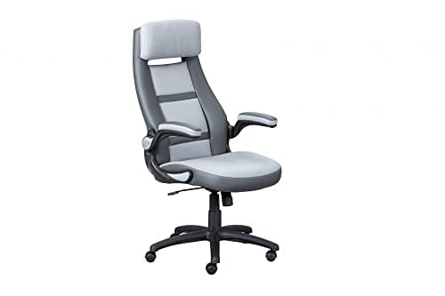 OFERTÓN SUPREMO 73% DESCUENTO Dmora Poltrona direzionale e Regolabile in Altezza, in Ecopelle Grigio Chiaro e Nera, Dotata di Ruote e Freno, 66x74x118/128 cm