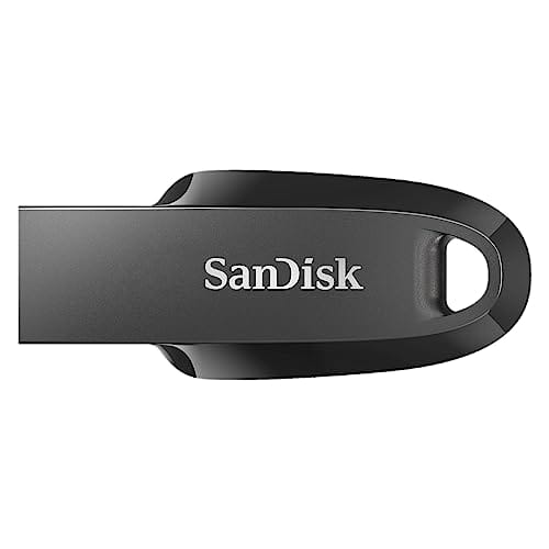 SanDisk Unidad Flash USB 3.2 Ultra Curve de 256 GB, Memoria USB de hasta 100 MB/s de Velocidad de Lectura, Software de recuperación de Datos RescuePRO, Bucle para Llavero, Color Negro