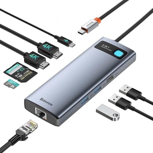 36% DESCUENTO Baseus Docking Station USB C Dual HDMI, 9 en 1 Dual Monitor Adaptador con 2 HDMI 4K, Ethernet RJ45, 3 USB, PD 100W, Lector de Tarjetas SD/TF para MacBook/iPad/DELL/HP/Surface/Lenovo