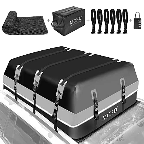 Cofre de Techo 736L, Bolsa de Techo Grande Impermeable de Caparazón Blando con 10 Correas Reforzadas 6 Ganchos de Puerta para Todos los Vehículos SUV con/Sin Baca de Techo, Gris