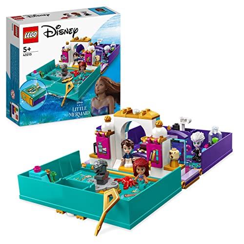 30% DESCUENTO LEGO 43213 Disney Princess La Sirenita Libro de Cuentos Juguete construible, Micro Muñecos de Ariel, Eric, Úrsula y Sebastián, Parque infantil de la película de 2023 para niños y niñas de 5 años o más