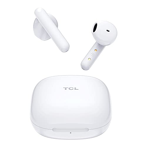 TCL MOVEAUDIO S150 Auriculares inalámbricos con cancelación de Ruido Sonido Estéreo, In Ear Auriculares Bluetooth 5.0, Reproducción de 20H, Bajos Profundos, Control Táctil, Blanco
