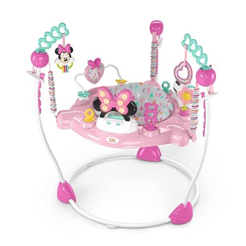 57% DESCUENTO Bright Starts, Disney Baby, Saltador y Centro de Actividades Minnie Mouse Forever Besties, 10 juguetes de actividad, andador con música y luces, gira 360°, ajustable, rosa, a partir de 6 meses