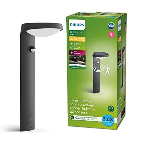 Philips Aplique exterior de pared Philips Tyla 1.2W Luz Neutra 3000k, con sensor de movimiento y alimentación solar, protección IP44