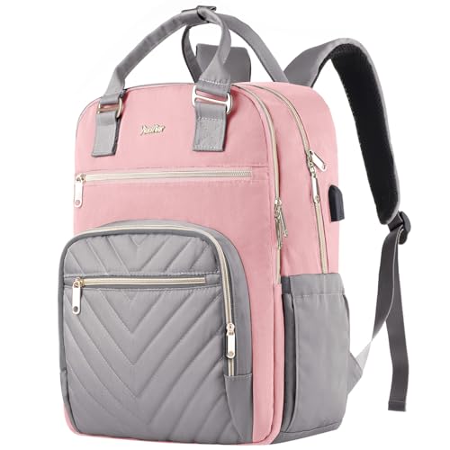 YIORMIOR Mochila Mujer, Mochila Ordenador Portatil 17.3 Pulgadas con Puerto USB, Mochilas Escolares Antirrobo para Instituto Universidad Viaje Trabajo