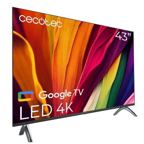 Cecotec Smart TV Televisión LED de 43 Pulgadas Resolución 4K UHD A4 Series ALU40043. Google TV, Dolby Audio, HDMI 2.1, USB 3.0, HDR10, 16 GB ROM, Google Voice Assitant y Chromecast