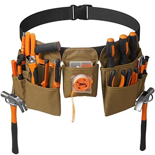33% DESCUENTO Cinturón portaherramientas para hombres Cinturón para Herramientas práctico extraíble y ajustable,regalo para el día del padre,adecuado para electricistas,carpinteros,construcción,Caqui