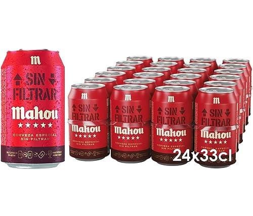 Mahou Sin Filtrar, Cerveza Con Elaboración Tradicional, Cerveza Artesanal, Bebida Refrescante, Intensa y Fresca, Con Notas Cítrica, 5.5% Vol Alcohol, Pack 24 Latas x33cl