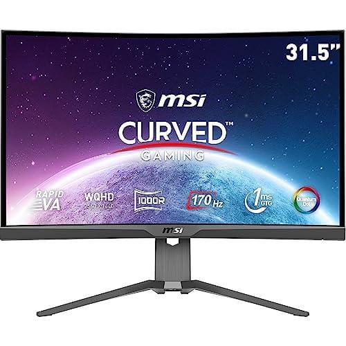 MSI mag 325CQRF QD, Monitor Gaming Curvo 31.5″, 2560 x 1440 (WQHD), 170 Hz, 16:9, 300 nits, 1 ms de Respuesta, Curva 1000R, Negro