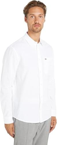 55% DESCUENTO Tommy Jeans Camisa Hombre Tjm Reg Linen Blend Shirt Camisa informal, Weiß (Blanco), S