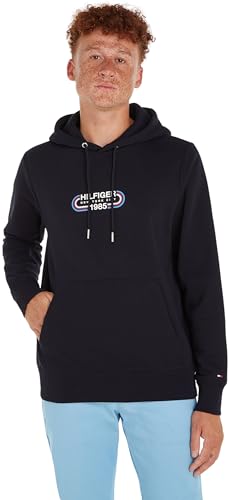 74% DESCUENTO Tommy Hilfiger Sudadera Hombre Hilfiger Track Graphic Hoody con Capucha, Azul (Desert Sky), XS