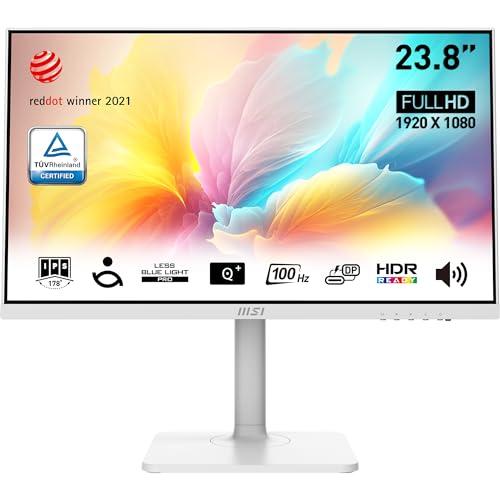 MSI Modern MD2412PW Monitor Oficina FHD 24″, IPS 1920 x 1080, 75 Hz, Pantalla Cuidado de la Vista, Preparada HDR, Altavoces, Soporte Ajustable en 4 Direcciones, KVM, DP 1.2a, HDMI 1.4b, USB Tipo C