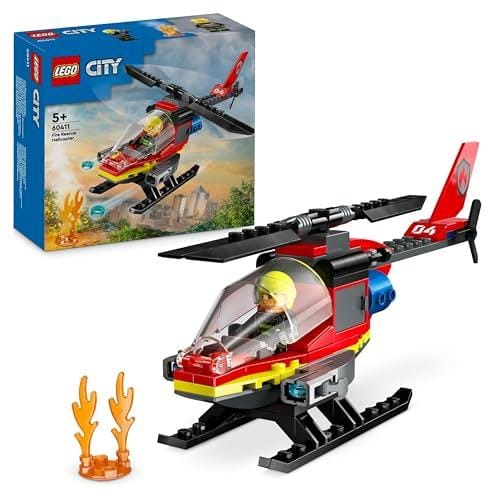 25% DESCUENTO LEGO City Helicóptero de Rescate de Bomberos de Juguete, Set de Construcción con Minifigura de Piloto, Regalo para Niños y Niñas de 5 Años o Más, Juego Imaginativo 60411