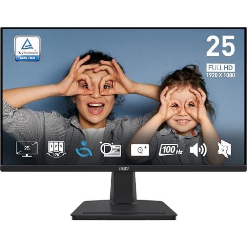 MSI Pro MP251 Monitor Profesional de 24,5″ FHD (1920 x 1080),100 Hz, Pantalla IPS,100 Hz, Adaptive Sync, HDMI 1.4b, 2 Altavoces incorporados, D Sub 1920 x 1080 (Up to 60Hz)
