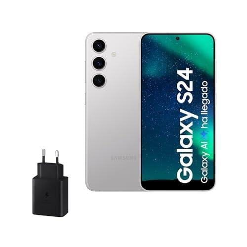 29% DESCUENTO SAMSUNG Galaxy S24 y Cargador 45W, Teléfono Móvil con IA, Smartphone Android, 8 GB RAM, 256 GB Almacenamiento, Cámara 50MP, Batería Larga Duración, Gris Marble (Versión Española)