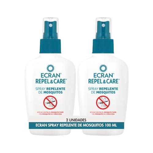 32% DESCUENTO Ecran Repel Care, Spray Repelente de Mosquitos sin Alcohol Spray Antimosquitos con Hasta 6 Horas de Protección Ideal para Toda la Familia Formato Viaje de 100 ml Pack de 2 x 100 ml
