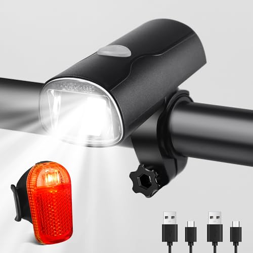 BOFFOX Luces Bicicleta Delantera y Trasera Recargable USB Luz LED Bicicleta IPX5 Impermeable Linterna Bicicleta 2 Brillo Modos para de Carretera y Montaña
