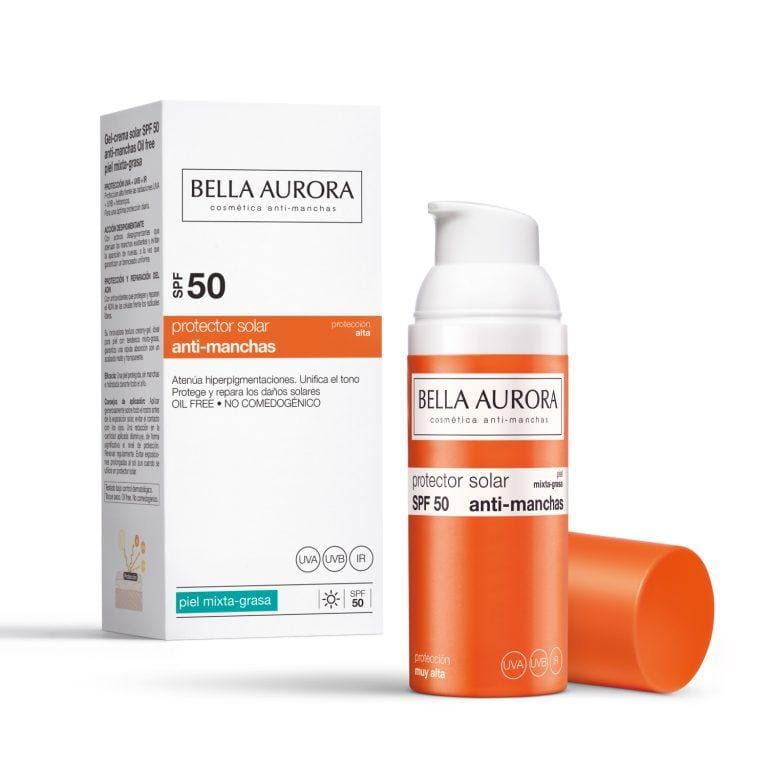 BELLA AURORA – Protector Solar SPF 50+ 50 ml para Piel Mixta-Grasa, Crema Solar, Facial Antimanchas, Crema Protectora Solar, Bloqueador Solar, Absorción Rápida, Calma la Piel, Uso Diario | Miravia