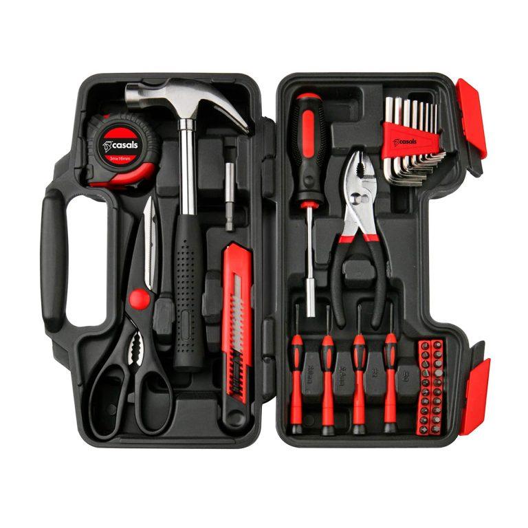 Casals – Caja de herramientas HH39 con 39 piezas, Maletín de plástico duro, bricolaje, reparaciones, llaves allen, destornilladores, alicates, metro, tijeras, martillo y accesorios | Miravia