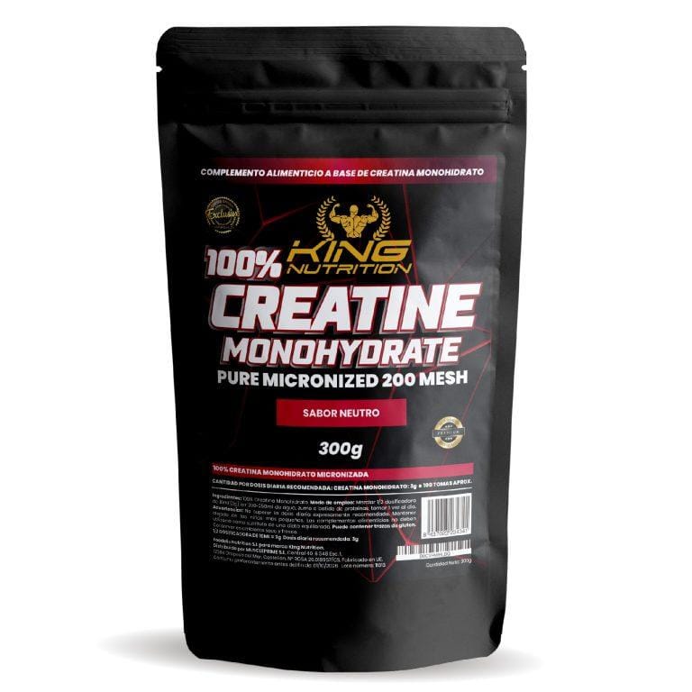 King Nutrition Creatina Monohidrato 100% Pura | 300GR | 100 Tomas | Creatina en polvo, Micronizada 200Mesh Sin Sabor, No-GMO | Vegano | Sin lactosa | Incluye dosificador | Miravia