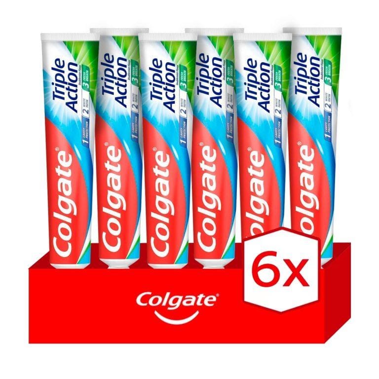 Pasta de dientes Colgate Triple Action anticaries y frescor a menta 75ml. Pack de 6 | Miravia