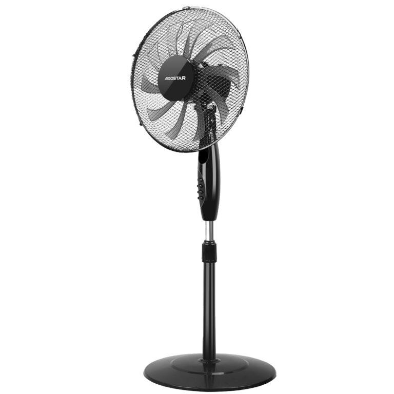 Aigostar Eastand – Ventilador de Pie con 10 Aspas, 60 W, 3 Velocidades, Oscilante 75°, Altura Ajustable de 105 a 125 cm, Ventilador Silencioso, para Estancias de Hasta 35㎡, Base Estable | Miravia