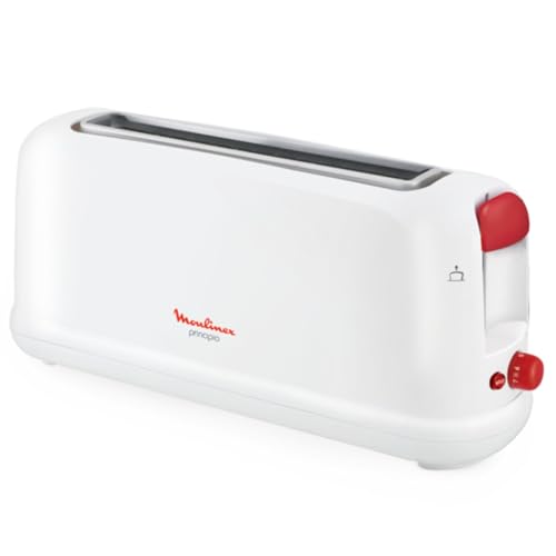 45% DESCUENTO Moulinex Principio LS160111 Tostadora de una ranura larga de 25 cm, bandeja recoge migas con 7 niveles de tueste, modo de descongelación y botón apagado, para gran variedad de pan, Color Blanca