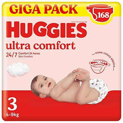 41% DESCUENTO Huggies Ultra Comfort Pañal para bebé con diseños Disney Talla 3 (4 9 kg), 3 packs x 56 pañales, Total 168 Pañales, comodidad para la piel 24/7