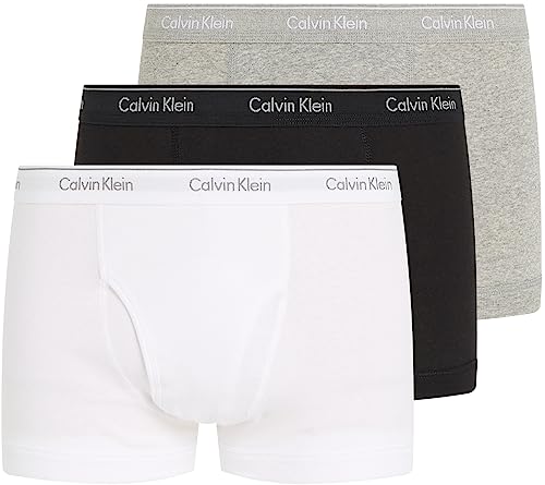 51% DESCUENTO Calvin Klein Hombre Pack de 3 Bóxers Trunks 100 % Algodón, Multicolor (Black/White/Grey Heather), S