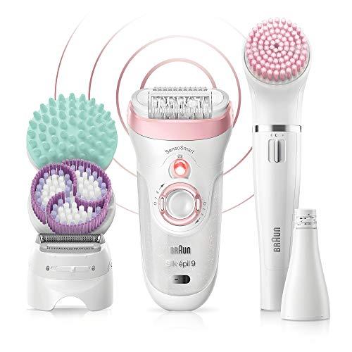 50% DESCUENTO Braun Silk épil 9 Kit Depiladora Eléctrica Mujer, 9 995 Deluxe 9 en 1, Depilación inalámbrica en seco y húmedo, Depiladora, afeitadora, exfoliante, kit de limpieza facial y corporal, blanco/rosa