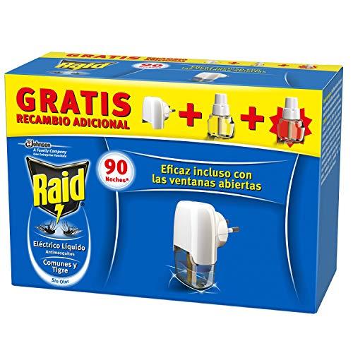29% DESCUENTO Raid Eléctrico Anti Mosquitos Comunes y Tigre 90 Noches con Aplicador y 2 Recambios 54 Mililitros (2 x 27ml), El embalaje puede variar