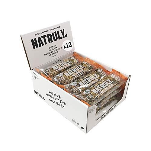 DESCUENTAZO 55% DESCUENTO NATRULY Barritas de Frutos Secos Crunchy BIO, Sin Azúcar Añadido, 100% Natural, Orgánicas y Sin Gluten Pack 12x40g